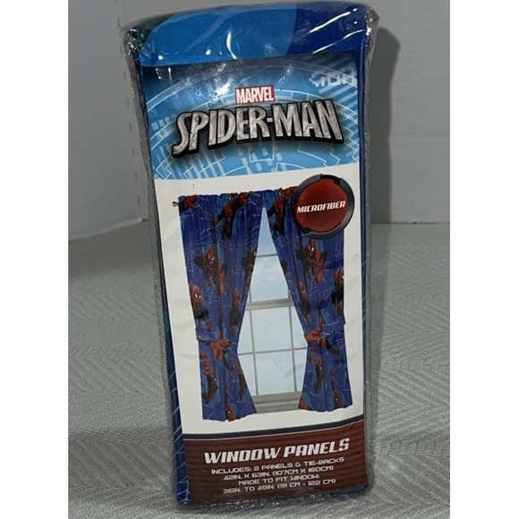 Jay Franco Other - Jay Franco & Sons Marvel Spiderman 42" x 63" Curtain Panel Pair w/ Tiebacks New